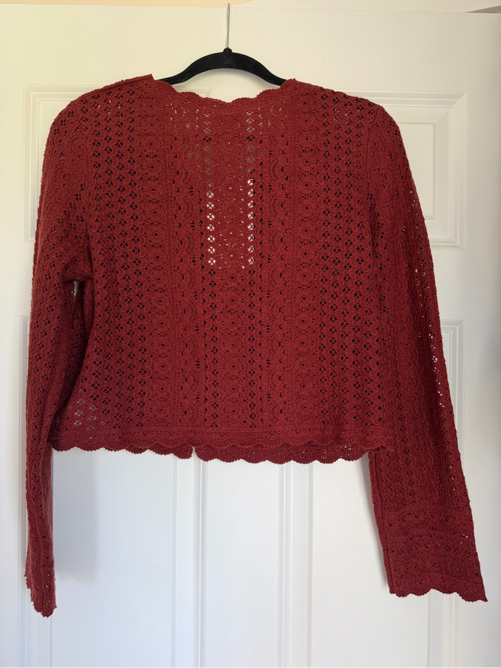Sézane Noelie Cropped Knit Button-Front Sweater in Brick size L (label says XL) - Picture 3 of 4